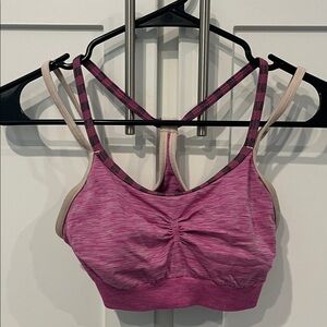 CALIA Pink and Cream Strappy Sports Bra